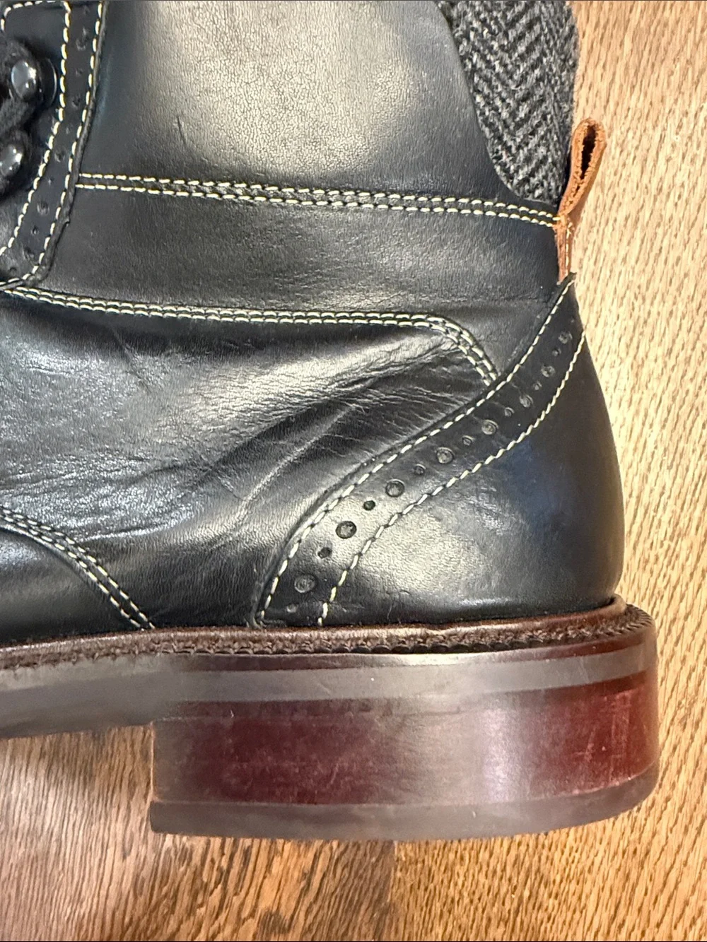 Johnston & Murphy Warner Black Leather Cap Toe Zip Boots Mens Size 10.5M
